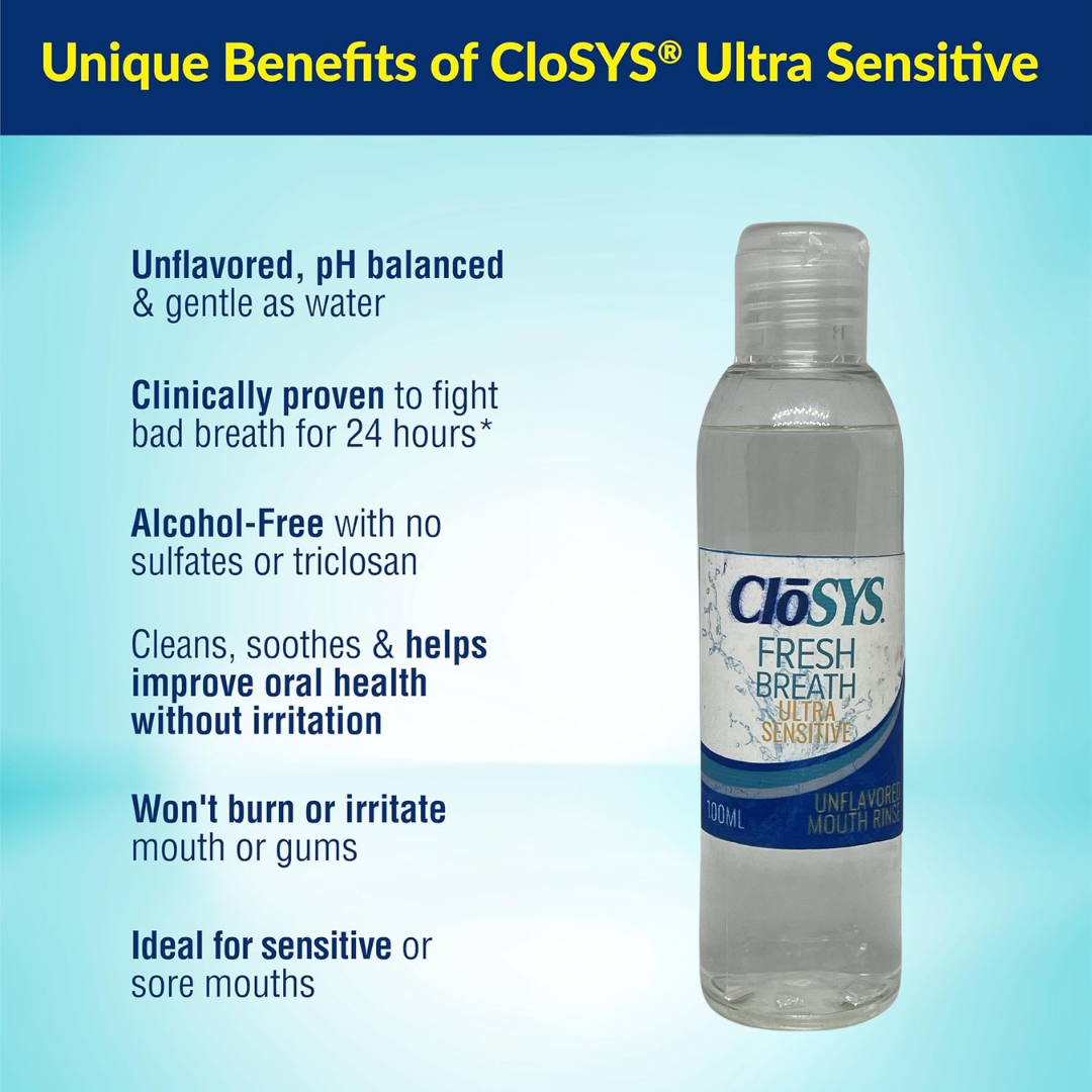 Trial Size CloSYS Ultra Sensitive Unflavored Mouth Rinse, 100 ml