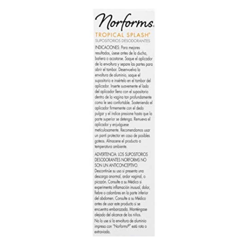 Norforms Tropical Splash Deodorant Suppositories, 12 Count