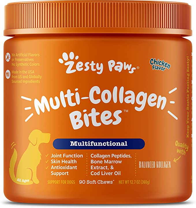 Zesty Paws Multi-Collagen Bites Chicken Flavor Support for Dogs Multifunctional - 90 Soft Chews