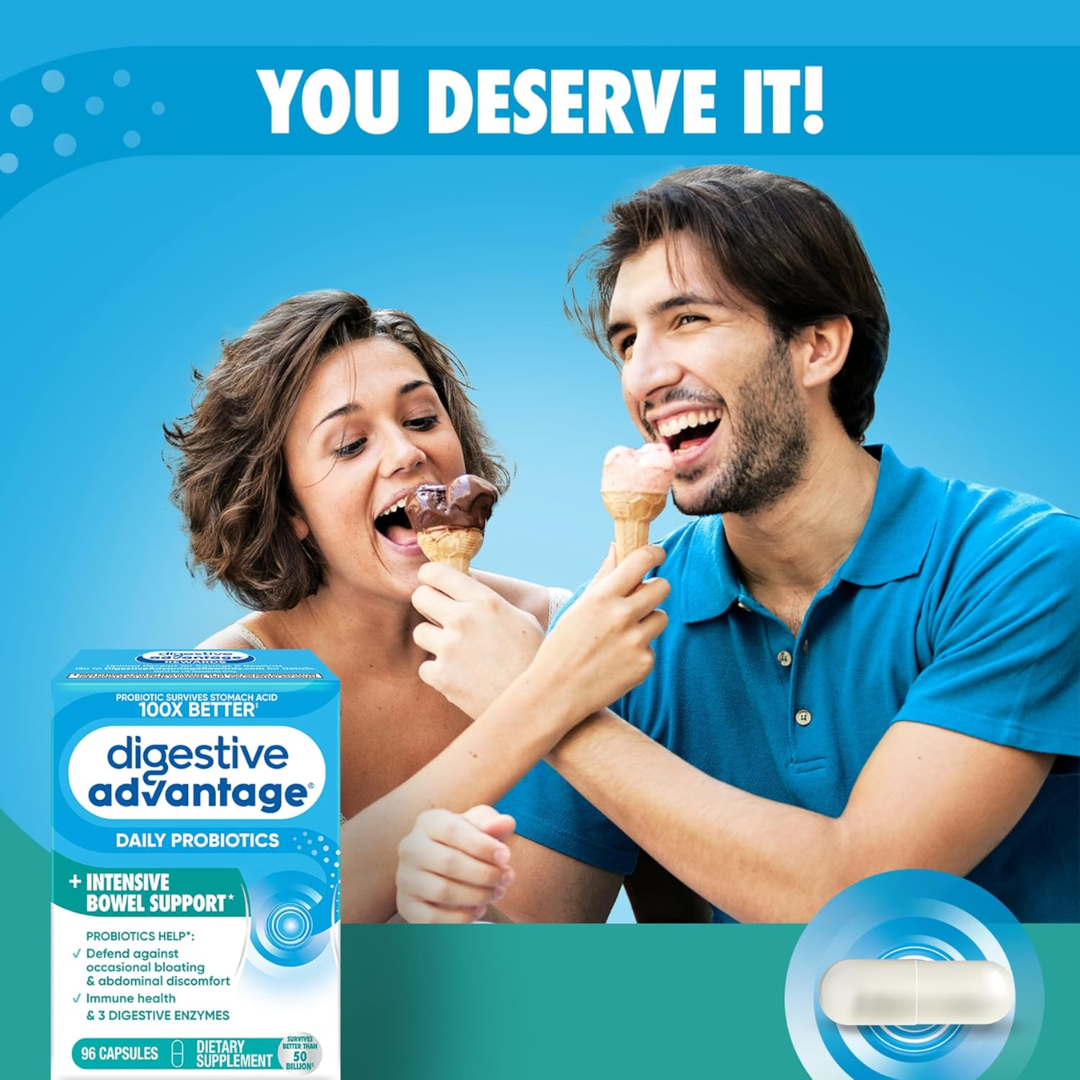 Digestive Advantage Daily Probiotics + Intensive Bowel Support, 96 Capsules
