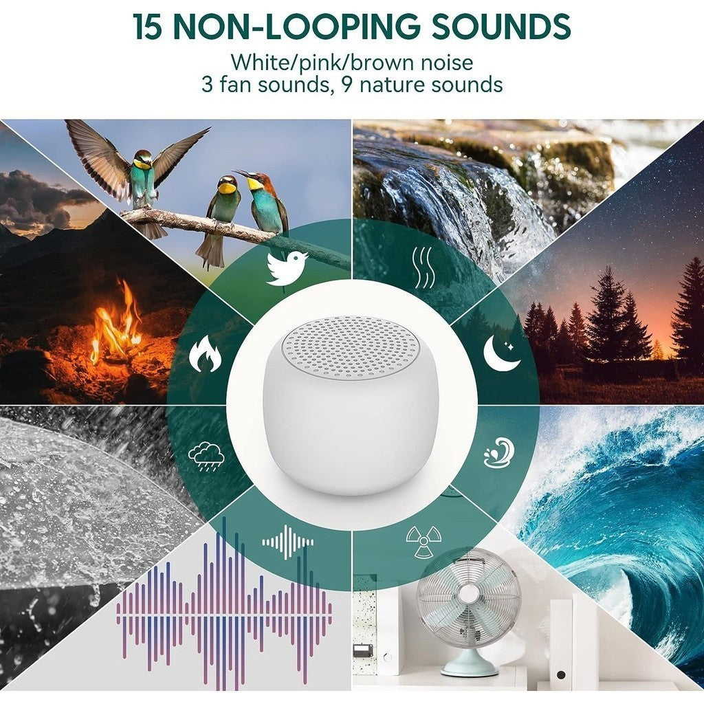 Babelio White Noise Mini Sound Machine 15, Non-Looping Sounds