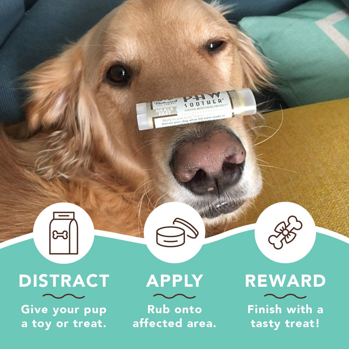 Natural Dog Company Organic Paw Soother Trial Stick, Heals Dry, Cracked Dog Paw Pads,  0.15 oz.