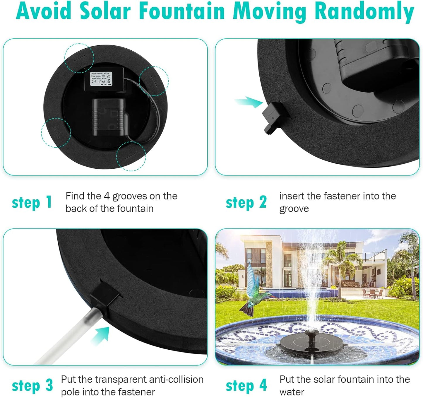 Mademax Solar Fountain Floating Solar Powered Water Fountain Pump (Model - AS10B)