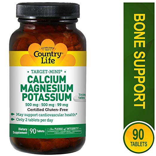 Country Life Target Mins - Calcium Magnesium Potassium, 500mg/500mg/99mg per 2 Tablets - 90 Tablets