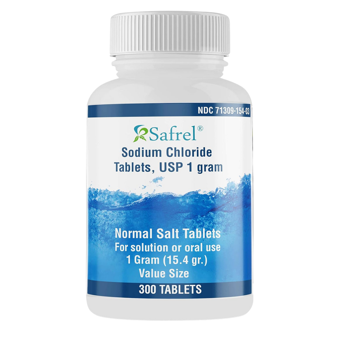 Safrel Sodium Chloride Normal Salt Tablets USP 1 gram for Solution or Oral Use 300 Tablets