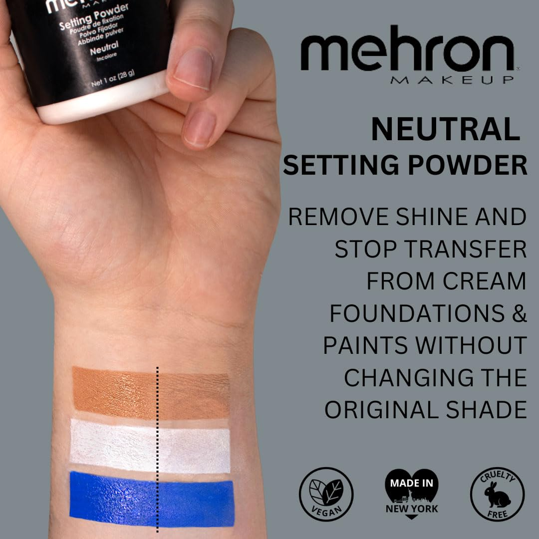 Mehron Makeup Setting Powder Neutral Shade, 1 oz / 28 g