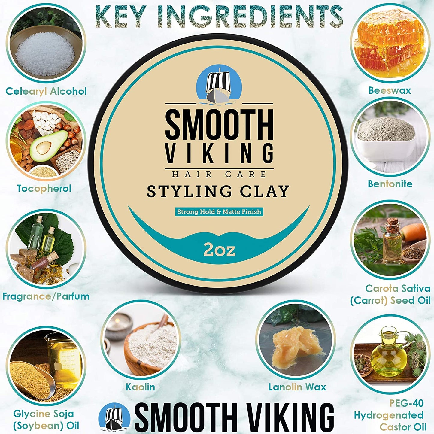 Smooth Viking Hair Care Styling Clay Strong Hold & Matte Finish 2oz