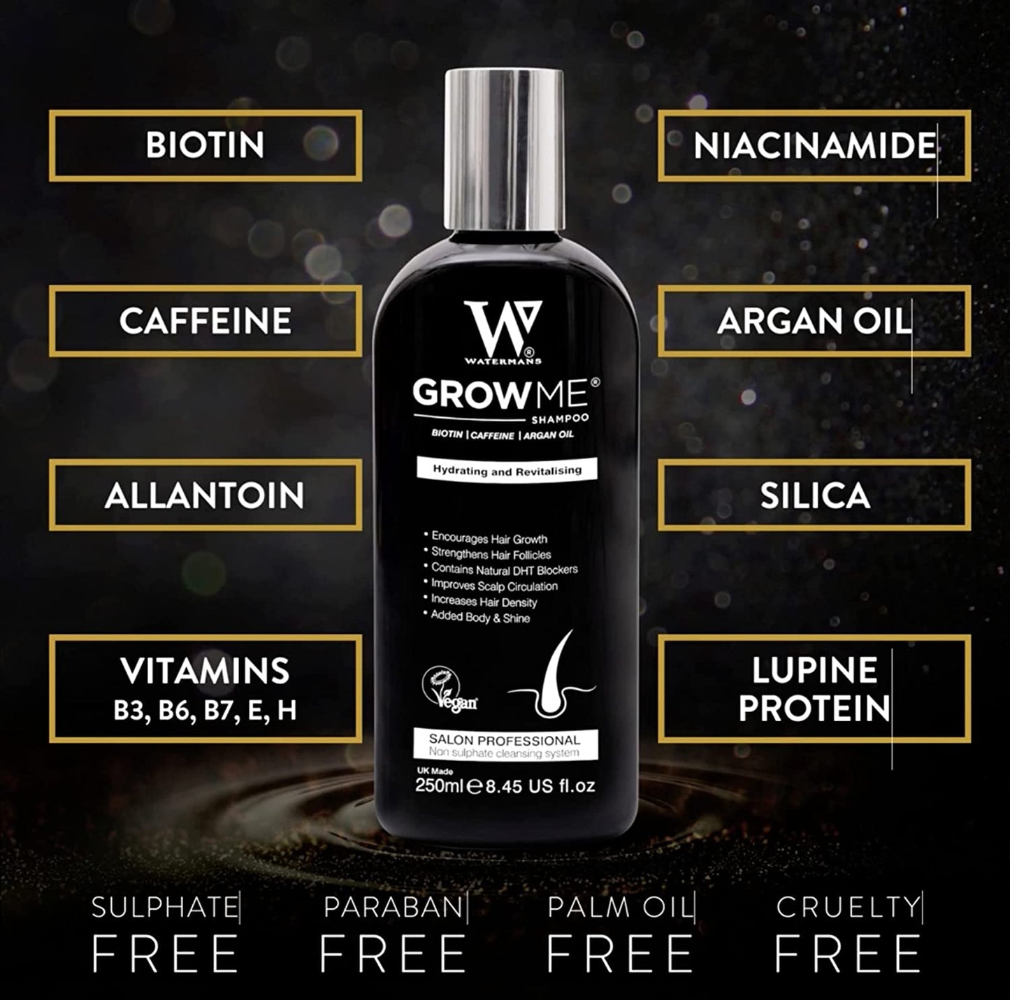 Watermans Grow Me Shampoo & Condition Me Conditioner Hair Growth Set, 8.45 fl.oz / 250ml each