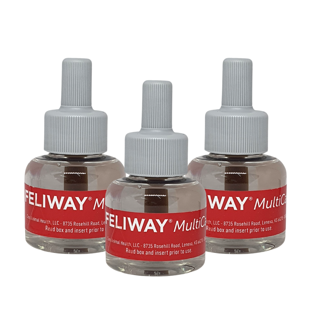Feliway MultiCat Refills For Diffuser Calming and Comfort - 3 Refilss (1.6 fl oz / 48ml Each)