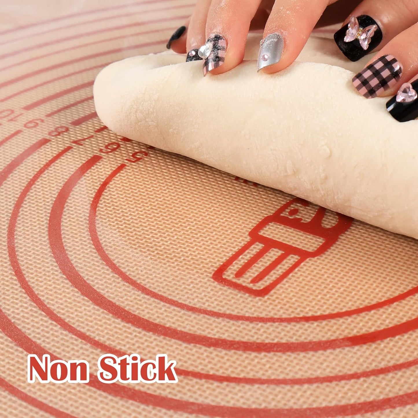 Folksy Super Kitchen Non-slip Silicone Pastry Mat Extra Large with Measurements, 16 X 26, ( Red )
