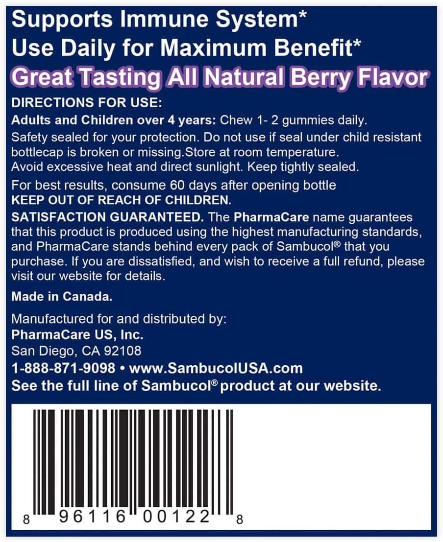 Sambucol Black Elderberry Gummies with Vitamin C & Zinc, 30 Gummies