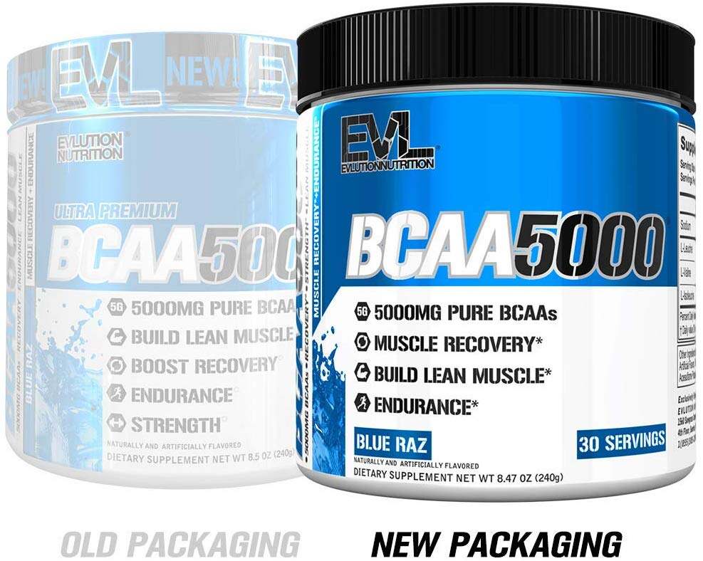 Evlution Nutrition BCAA5000 Powder, Blue Raz 30 Servings, 8.47 oz / 240 g
