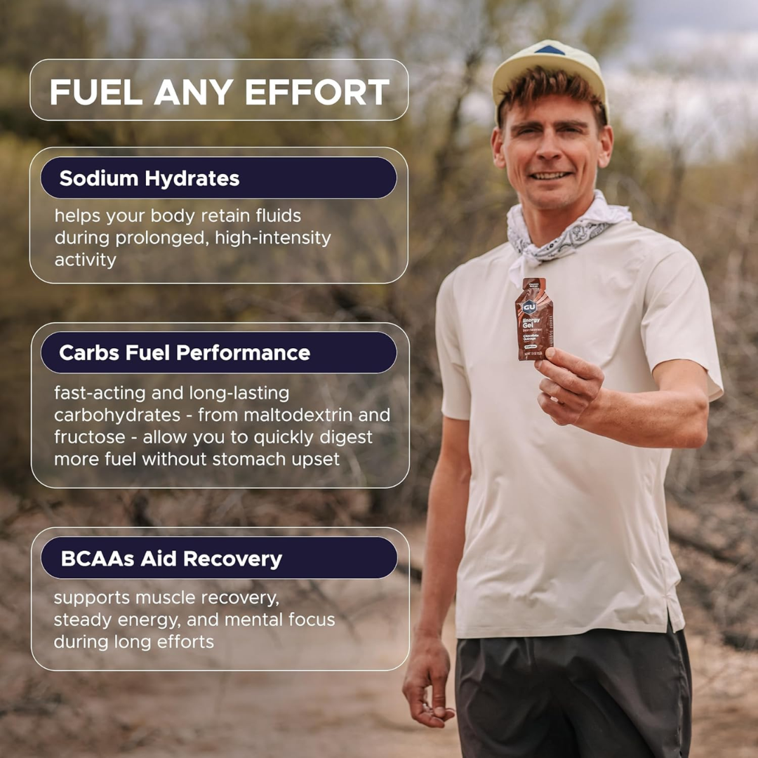 GU Energy Gel + Caffeine Vanilla Bean, 1.1 oz / 32 g