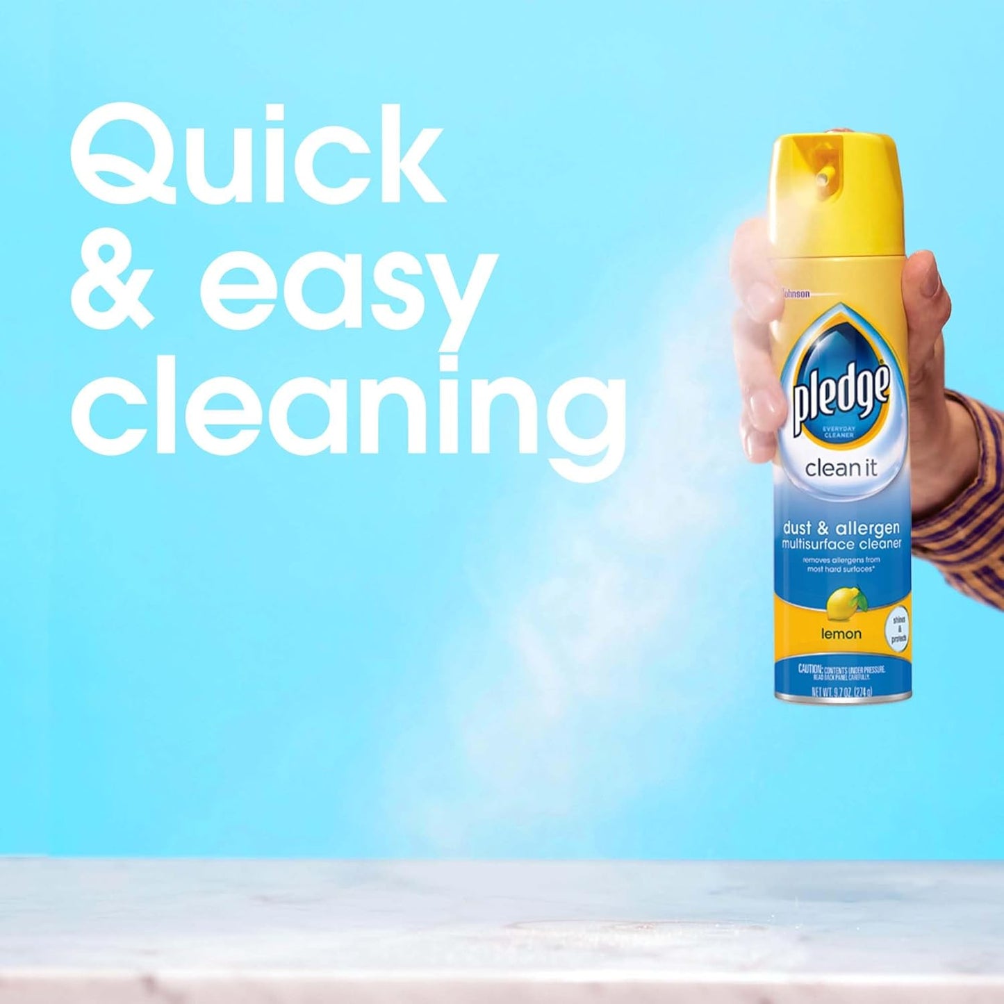 Pledge Everyday Cleaner Spray Multi Surface Dust And Allergen Remover, Lemon Scent, 9.7 oz / 274g