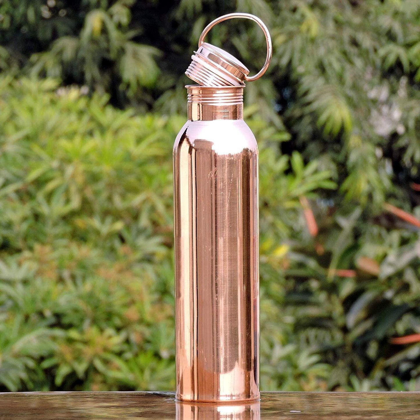 Ancient Impex Pure Copper Water Bottle with Handle with Ayurvedic Benefited, 33.84 US fl.oz Capacity