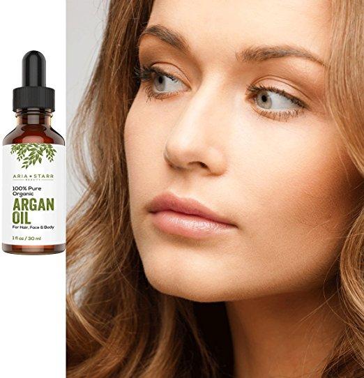Aria Starr Beauty 100% Pure Organic Argan Oil for Hair, Face & Body, 1 fl.oz / 30 ml (PACKAGING MAY VARY)