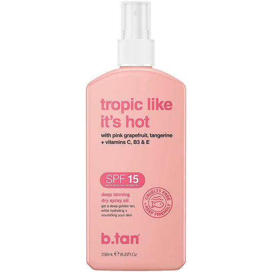 B.Tan Tropic Like It's Hot with Pink Grapefruit, Tangerine + Vitamins C, B3 & E, SPF15 - 236ml / 8 fl oz