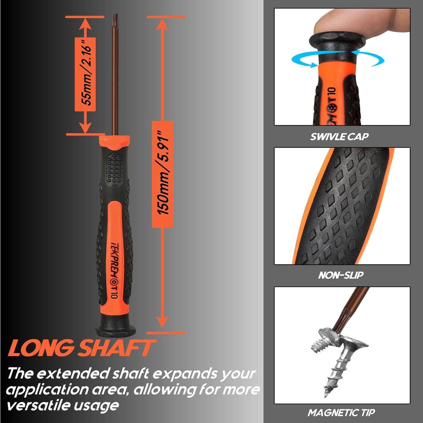 TEKPREM Tools Torx Screwdriver Set with T3 T4 T5 T6 T7 T8 T9 T10 Complete Star Repair Kit, 8 Pieces