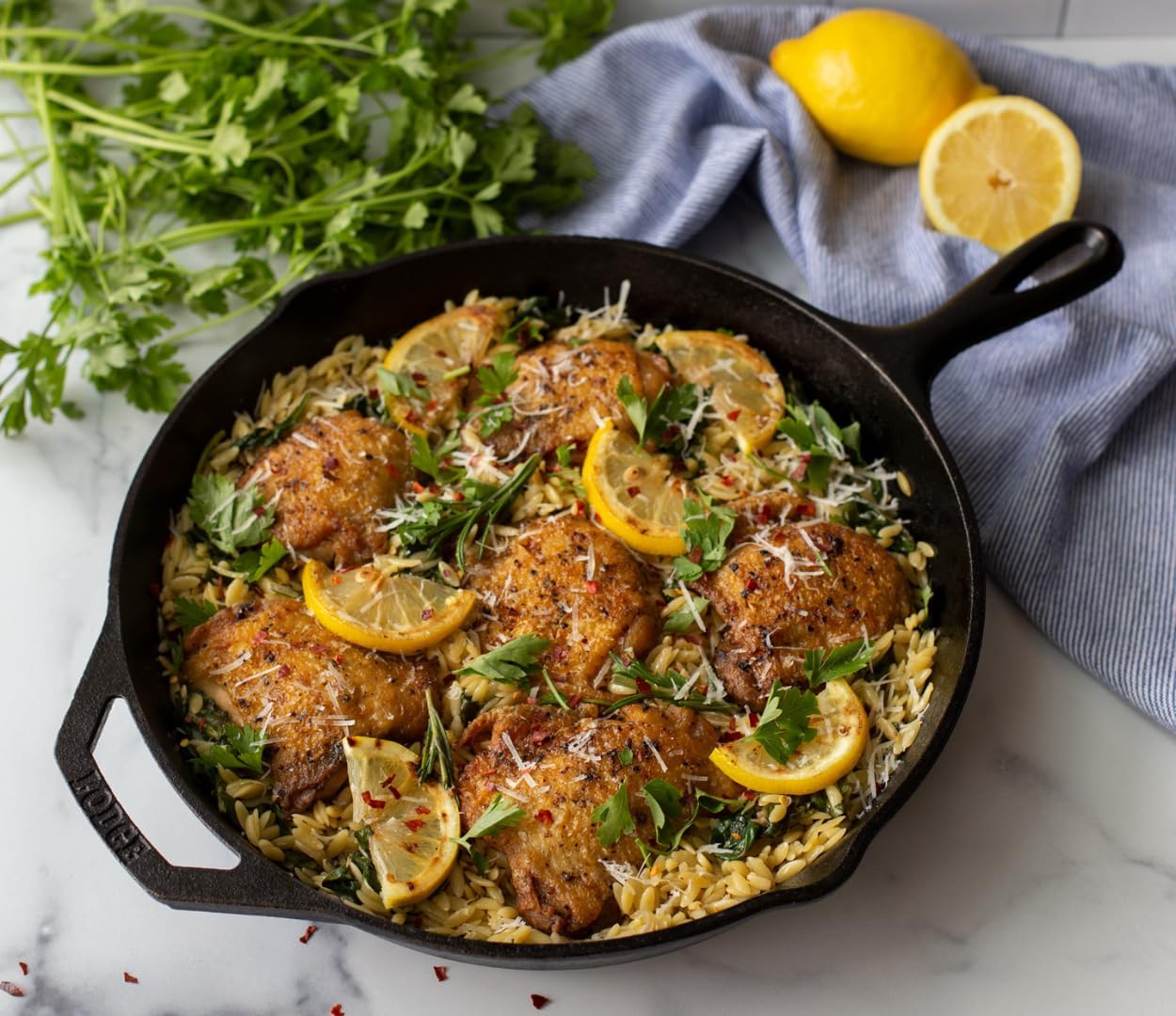 LODGE 5 Piece Cast Iron Set, 10.5" Griddle, 8" Skillet, 10.25" Skillet, 10.25" Dutch Oven, and 10.25" Lid