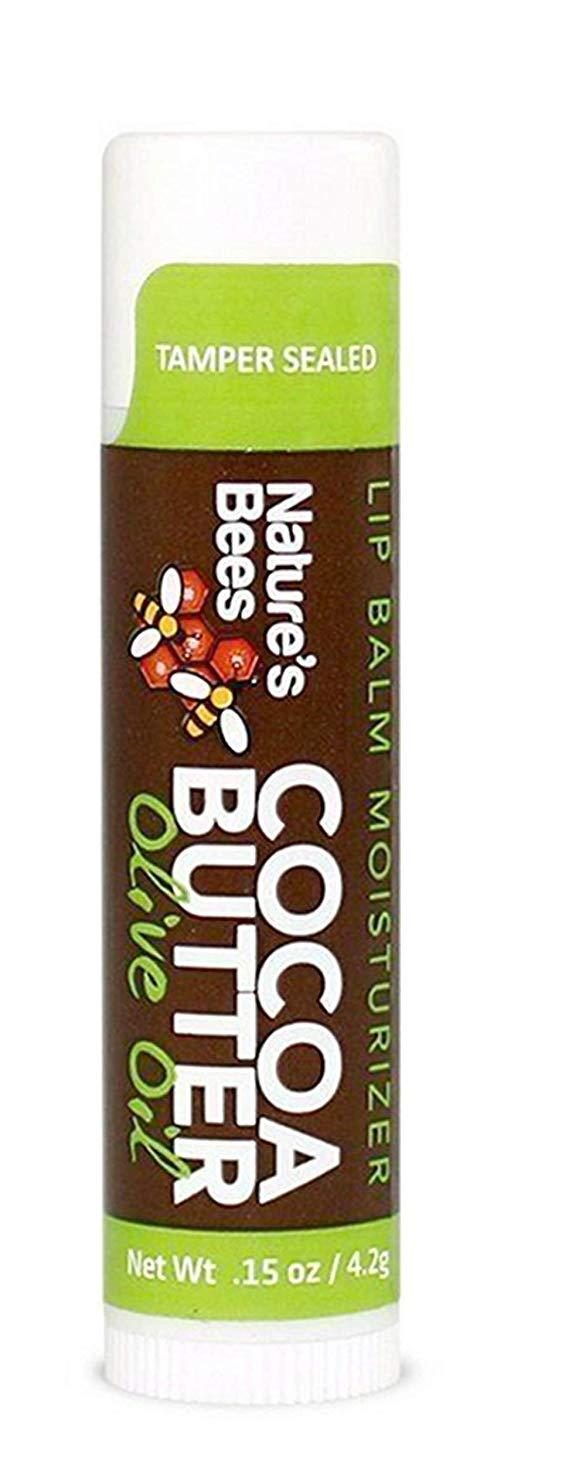 Nature's Bees Cocoa Butter Lip Balm Moisturizer, Olive Oil 0.15 oz / 4.2 g