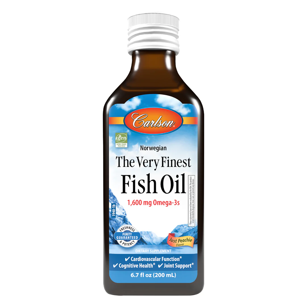 Carlson Norwegian The Very Finest Fish Oil 1,600 mg Omega-3s, Just Peachie Flavor, (6.7 oz / 200 ml)