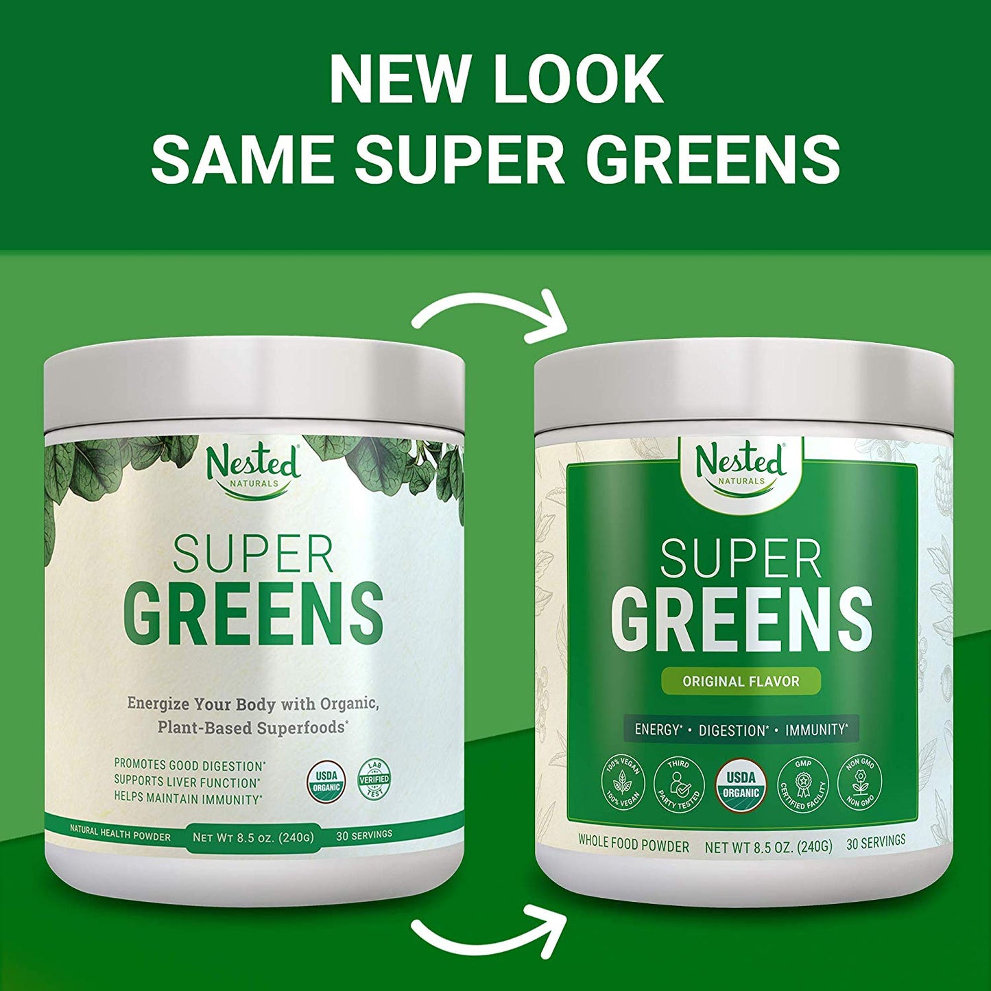 Nested Naturals, Super Greens, Natural Health Powder Original Flavor