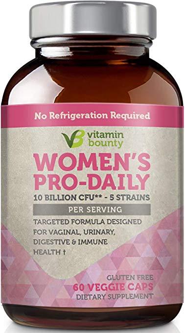 Vitamin Bounty Probiotic & Prebiotic for Women - 10 Billion CFUs Per Serving with Cranberry, 5 Strains (60 Caps)