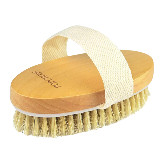 Popchose Natural Bristle Dry Body Brush Exfoliating & Cellulite Treatment