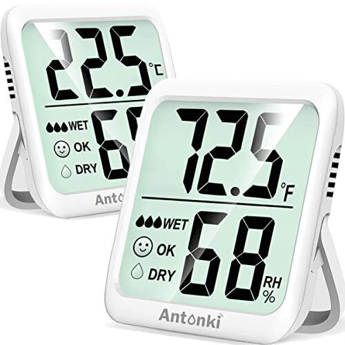 Antonki Temperature And Humidity Gauge Indoor Hygrometer 2 Pack White