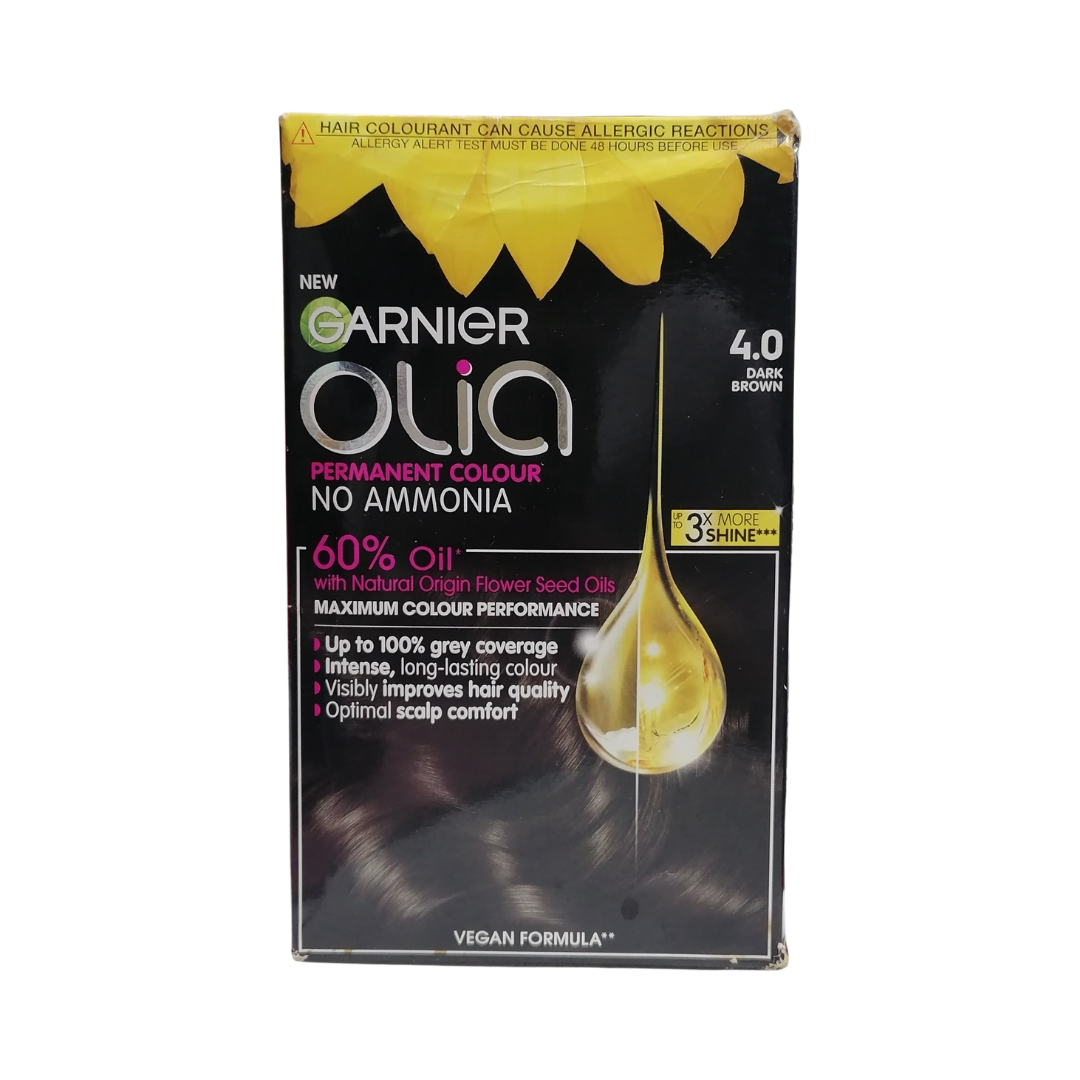 Garnier Olia Permanent Colour No Ammonia, 4.0 Dark Brown