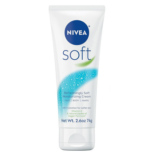 Nivea Soft Face, Body & Hands Moisturizing Cream with Jojoba Oil & Vitamin E, 74 g / 2.6 oz.