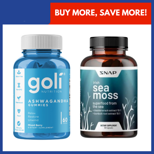 Goli Ashwagandha 60 Gummies x SNAP Irish Sea Moss 60 Capsules BUNDLE