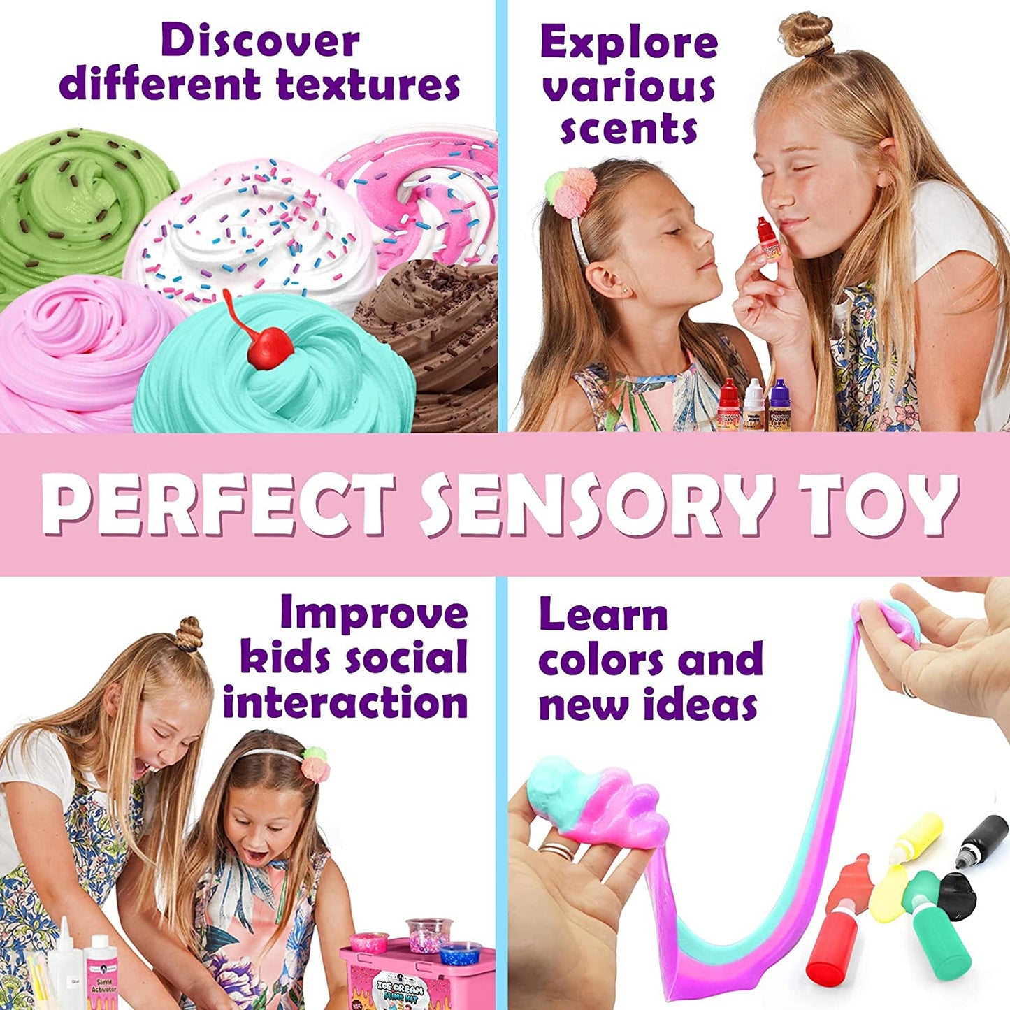 Original Stationery Ice Cream Slime Kit with Chocolate, Vanilla & Strawberry Scent (CLAY NOT INCLUDED)