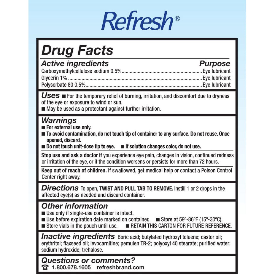 Refresh Optive Mega-3 Lubricant Eye Drops, 30 Single-Use Containers, 0.01 fl.oz / 0.4 ml each