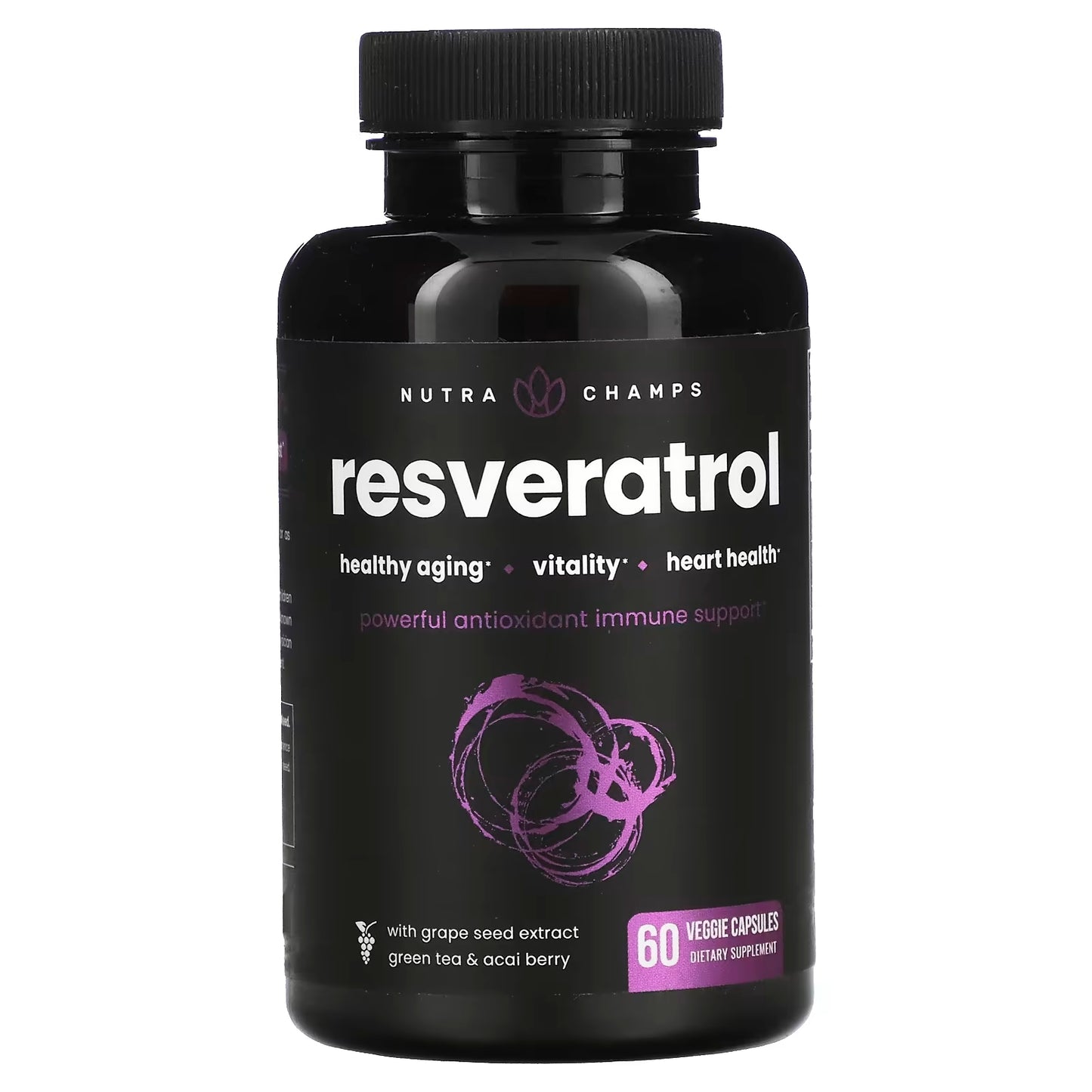 NutraChamps Resveratrol Supplement with Grapeseed, Green Tea and Acai Berry Extract, 60 Veggie Capsules