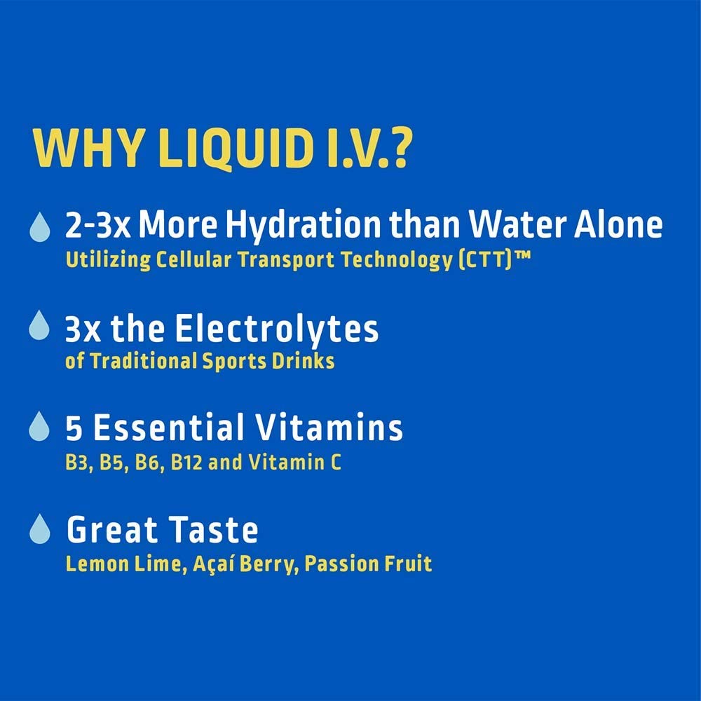 Liquid I.V. Hydration Multiplier Electrolyte Drink Mix Powder, Acai Berry, 8 Individual Stick Packs 4.52 oz. / 128g NO BOX