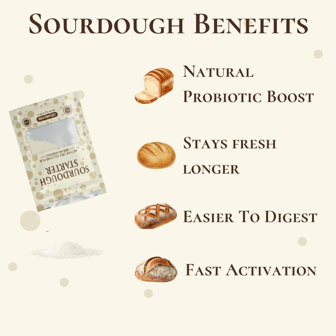 KozyKraft Sourdough Starter Active Dry Culture for Bread Making, 5 g / 0.175 oz