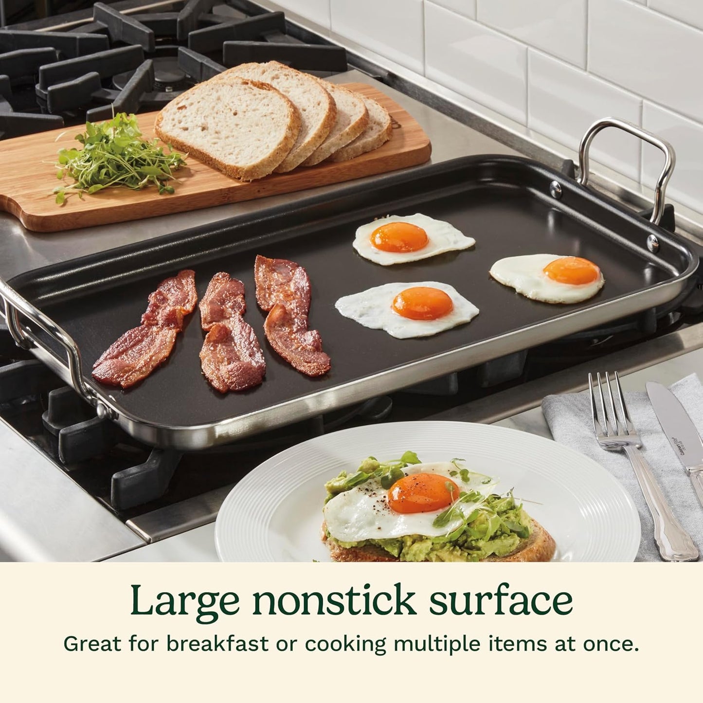 Cuisinart Griddle Skillet Nonstick Double Burner 10x18-Inch MCP45-25NSP1, 1 Piece