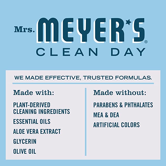 Mrs. Meyer's Clean Day Hand Soap Made With Olive Oil & Aloe Vera Rain Water Scent 12.5 Fl Oz (370ml)