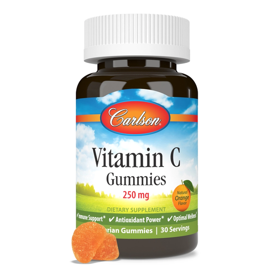 Carlson Vitamin C Gummy 250 mg, Natural Orange Flavor 60 Gummies Immune Support