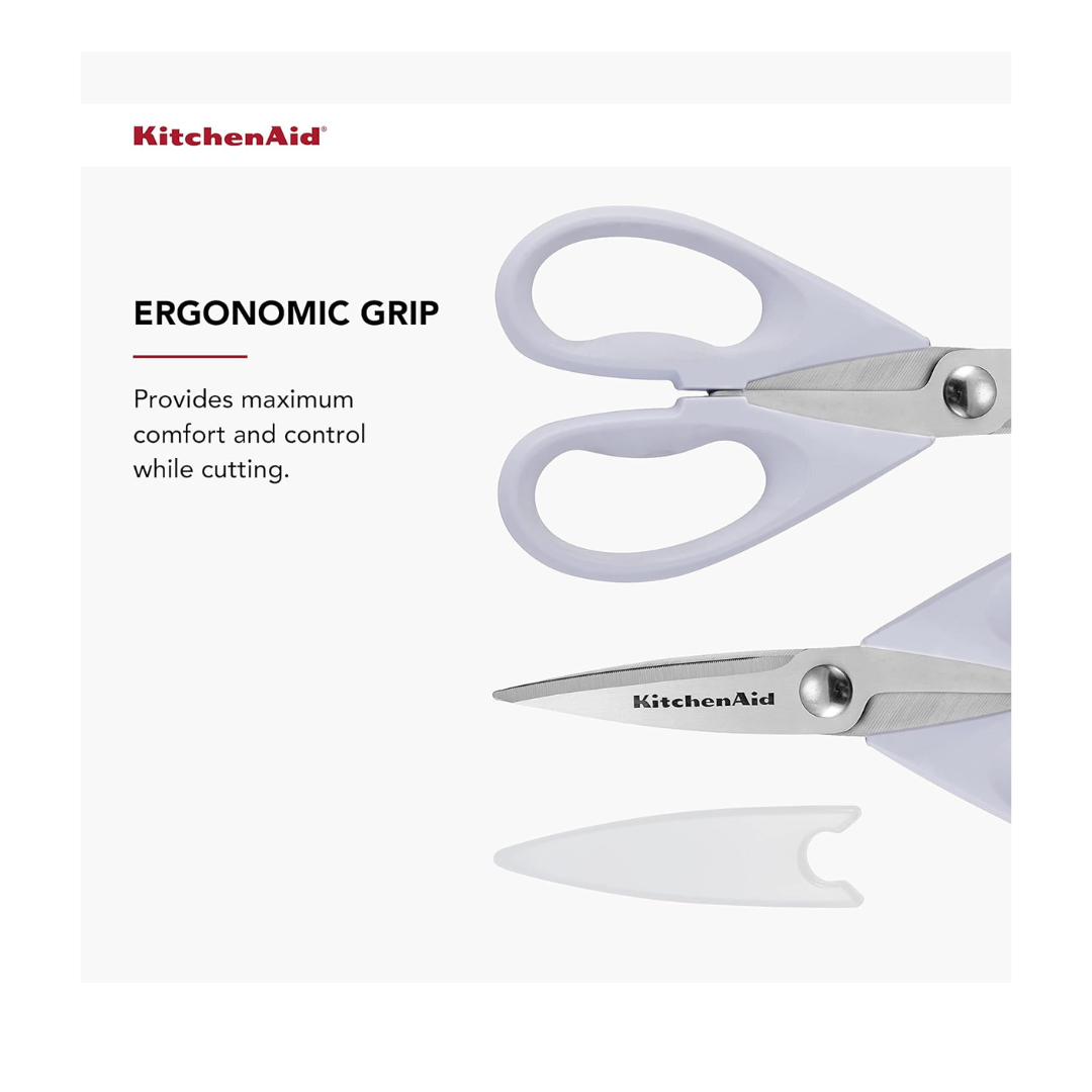 KitchenAid All Purpose Kitchen Shears Durable Stainless Steel Scissors Lavendar Cream Color, ( 8.72 Inches )