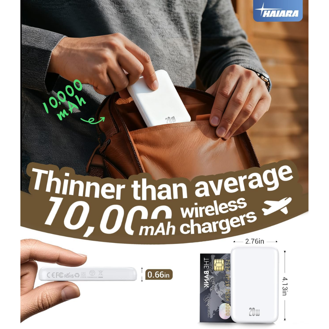 Haiara Wireless Portable Power Bank W5 Pro 10000 mAh, White