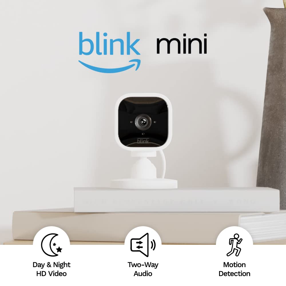 Blink Mini Indoor Plug In HD Smart Security Camera Works With Alexa
