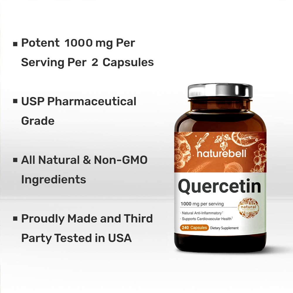 EXP 09/2025 NatureBell Quercetin 1000mg Per Serving, Supports Cardiovascular Health & Immune System, 240 Capsules