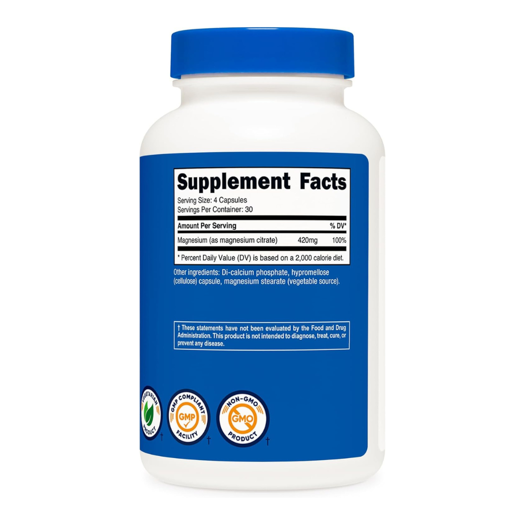 Nutricost Magnesium Citrate 420mg Supplement 120 Capsules