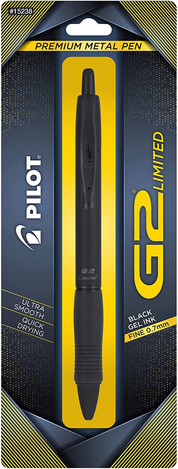 Pilot Pen 15238 G2 Limited Premium Gel Ink Pen Fine Point Barrel Black Gel Ink