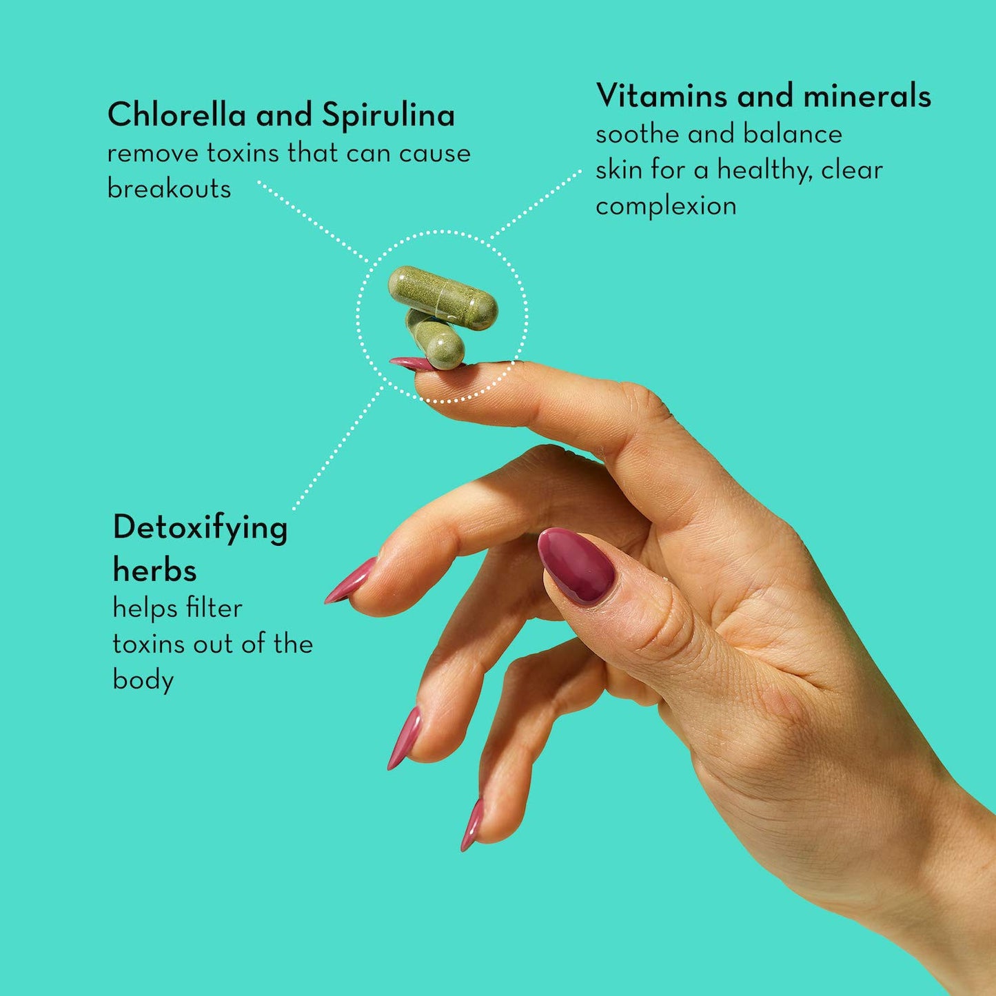 HUM Daily Cleanse Skin Supplement Clear Skin & Body Detox, 60 Vegan Capsules