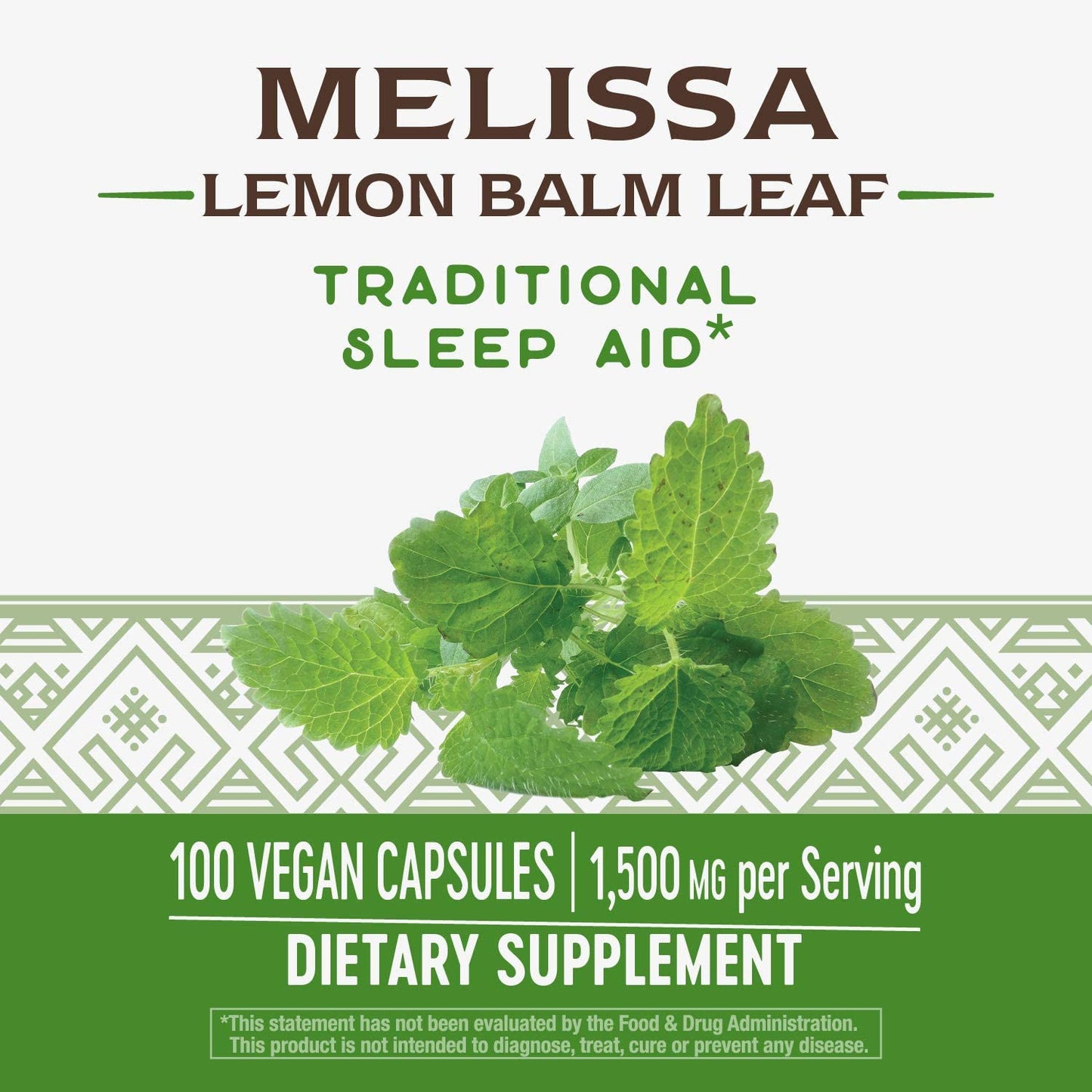 Nature's Way Melissa Lemon Balm Leaf Traditional Sleep Aid, 1500mg Per Serving, 100 Vegan Capsules