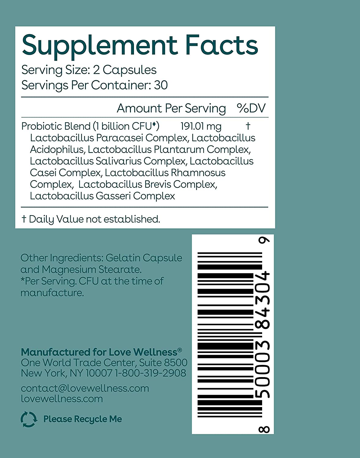 Love Wellness Good Girl Probiotics, 60 Capsules