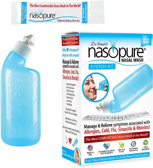 Dr. Hana's Nasopure Nasal Wash System Kit 8oz Nasal Wash Bottle & 20 Buffered Salt Packets